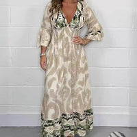 Breathable Fashion V-Neck A-Line Long Dress🔥Hot Sale - 50% OFF🔥