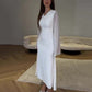 Elegant white dress for women with bell sleeves