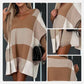 Women's Color Block Plaid Cape Loose Sweater