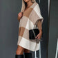 Women's Color Block Plaid Cape Loose Sweater