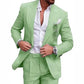 Men’s Breathable Linen Formal Suit Blazer and Pants 2-piece Set