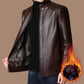 🧥40% OFF NOW! ❄️ Men's Warm Plush Lining Leather Jacket - Windproof & Stylish, Perfect for Cold Weather Outings ✨