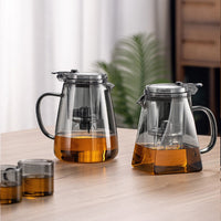 One-Click Glass Teapot with Removable Infuser Strainer