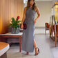 Summer Retro Sleeveless Long Skirt Two Piece Set