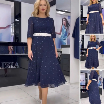 💖Limited Sale 50% OFF💖Round Neck Belted Half Sleeve Dress