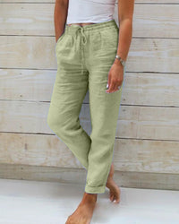 🌞New Arrival Hot Sale - 40% OFF!👖Women's  Elastic Waist Cotton Linen Wide Leg Pants