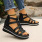 Wedge sandals with rhinestone decoration