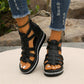 Wedge sandals with rhinestone decoration