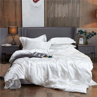 📢📢40% OFF !! ⏰25 Momme Luxury Pure Mulberry Silk Bedding Set of 4（1x Quilt Cover + 1x Bedsheet + 2x Pillowcases）