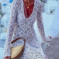 💐💐💐Elegant U-Neck Floral Lace Sheer Midi Dress