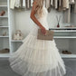 Women’s Elegant Spaghetti Strap Tiered Tulle Maxi Dress