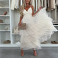 Women’s Elegant Spaghetti Strap Tiered Tulle Maxi Dress