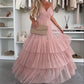Women’s Elegant Spaghetti Strap Tiered Tulle Maxi Dress