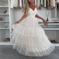Women’s Elegant Spaghetti Strap Tiered Tulle Maxi Dress