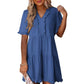 🔥2026 Summer Hot Sale 40% OFF🌈Women's V Neck Ruffle Casual A-Line Flowy Swing Shift Dress