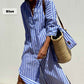 🌟Time-limited Promotion🌟Loose Striped Half Sleeve Shirt Dress👗