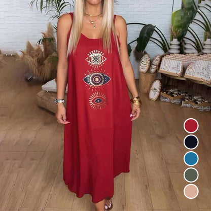 🌸LAST DAY PROMOTION - 50%OFF🌸Women's Sleeveless Long Dress with Eye Print