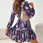 💖Hot Sale 50% OFF🌸Floral Pattern Waist-Cinching Ruffled Shirt Dress