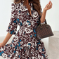💖Hot Sale 50% OFF🌸Floral Pattern Waist-Cinching Ruffled Shirt Dress