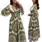 🔥Women's Retro Boho Deep V-Neck Maxi Dress🔥