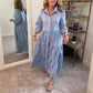Women's Casual Lapel Puffy Shirt Dress