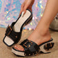 Women’s Wedge Slide Sandals with Studded Strap