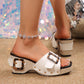 Women’s Wedge Slide Sandals with Studded Strap