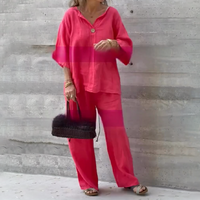 Loose Fit Short Sleeve Top & Wide Leg Pants Set