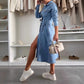 Women's Button Down Long Sleeve Denim Dress