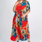 Women’s Loose Lapel Printed Button-Down Long Dress