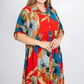 Women’s Loose Lapel Printed Button-Down Long Dress
