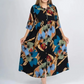Women’s Loose Lapel Printed Button-Down Long Dress