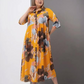 Women’s Loose Lapel Printed Button-Down Long Dress