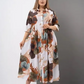 Women’s Loose Lapel Printed Button-Down Long Dress