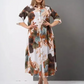 Women’s Loose Lapel Printed Button-Down Long Dress