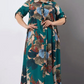 Women’s Loose Lapel Printed Button-Down Long Dress