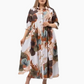 Women’s Loose Lapel Printed Button-Down Long Dress