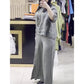 Women's Solid Color Casual 3/4 Sleeve Top Loose Button Pants 2-Piece Set