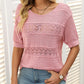 🎉This week's Special Sales - 49% OFF✨Women's Round Neck Hollow Knit Crochet Short Sleeve Sweater