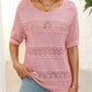 🎉This week's Special Sales - 49% OFF✨Women's Round Neck Hollow Knit Crochet Short Sleeve Sweater