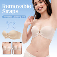 🥳2026 HOT SALE🥳💞50K+ SOLD!🩱🌸 50% OFF! Removable Straps Wire‑Free Gathering Bra – Strapless, halter, classic & criss‑cross in one. Front closure, breathable nylon – comfort meets versatility! 💃✨