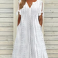 💃Women's Elegant V-Neck Hollow-Out Solid Dress