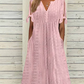💃Women's Elegant V-Neck Hollow-Out Solid Dress