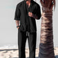 Men's Trendy Cotton Linen Top & Pants Two-Piece Set