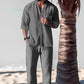 Men's Trendy Cotton Linen Top & Pants Two-Piece Set