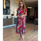 Women's Casual V-Neck Printed Maxi Dress