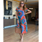 Women's Casual V-Neck Printed Maxi Dress