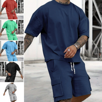 👕 50% OFF! ✨ Men's T-Shirt Shorts Set – Casual, Solid Color, Relaxed Fit, Loungewear ✨