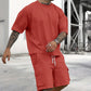 👕 50% OFF! ✨ Men's T-Shirt Shorts Set – Casual, Solid Color, Relaxed Fit, Loungewear ✨