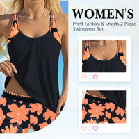 🏖️Summer Hot Sale 49% OFF🌼Women's Print Tankini & Shorts 2-Piece Swimwear Set